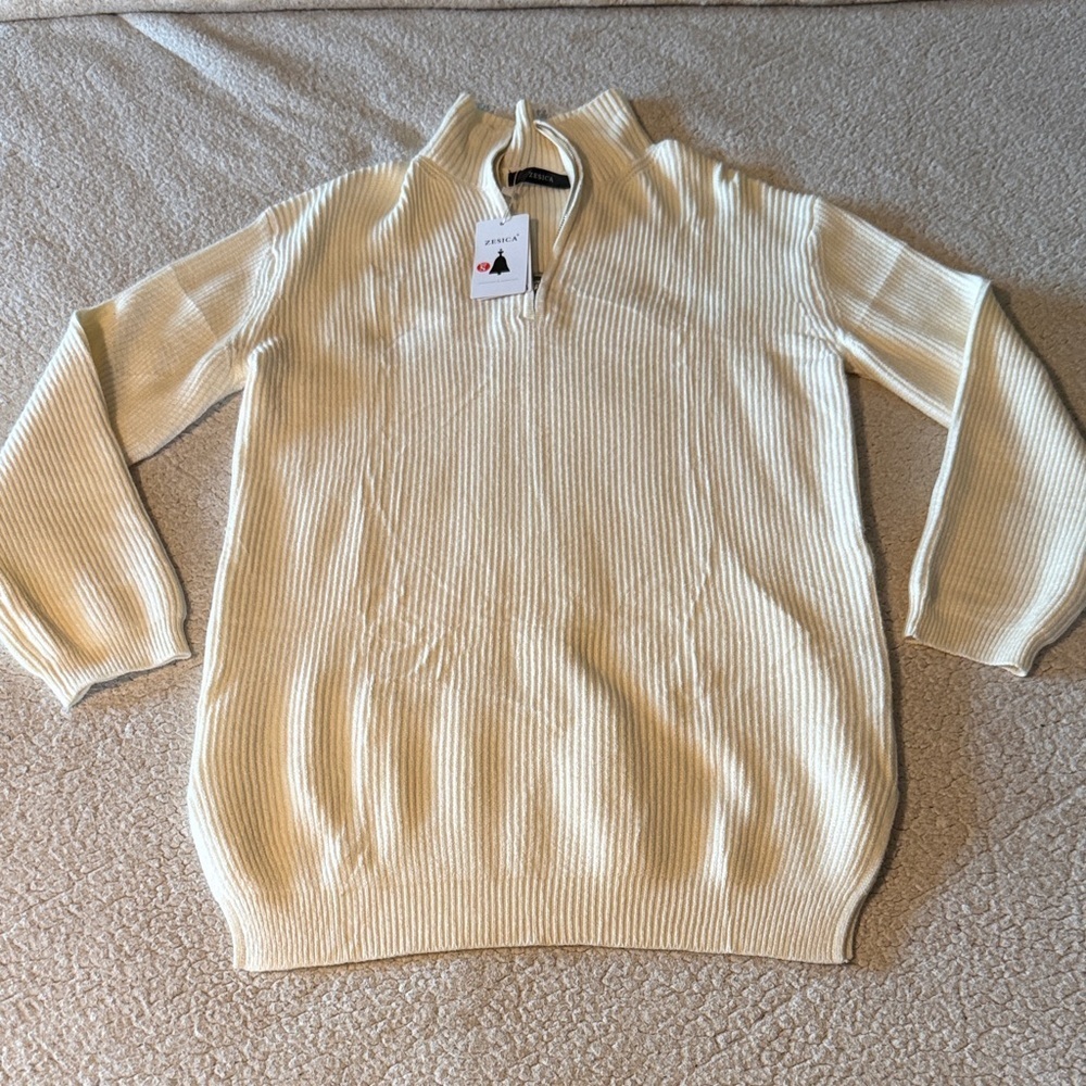 Zesica Cream Long Sleeve Oversized Sweater Dress Small